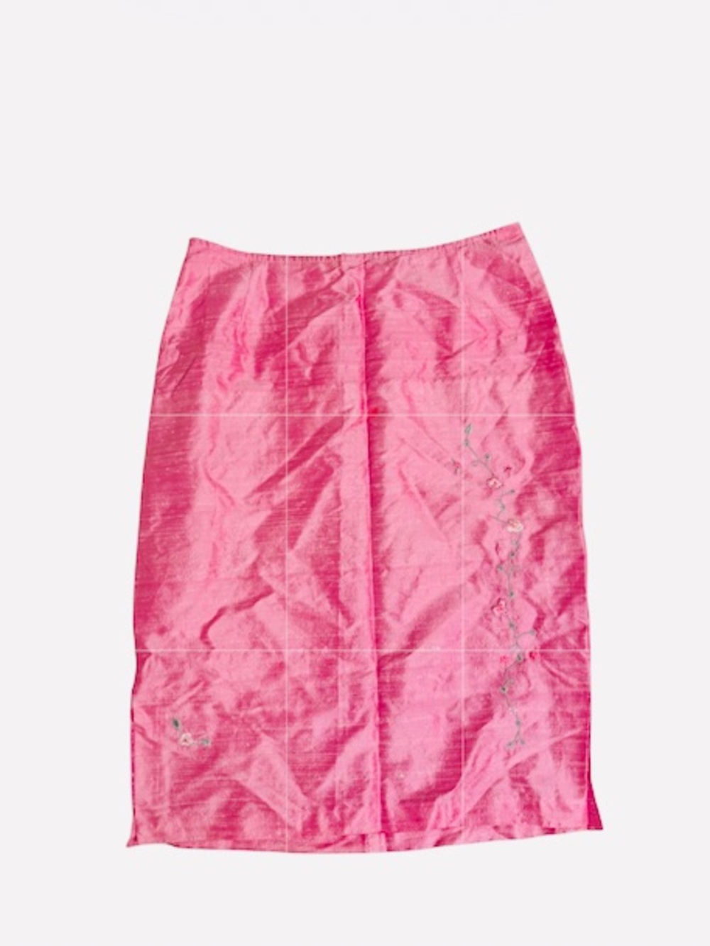 Made in Heaven VTG Raw Silk Floral Embroidered Detail Pencil Skirt NWOT